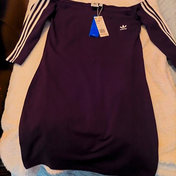 adidas Dresses & Skirts - NWT Off the shoulder Adidas Dress Black